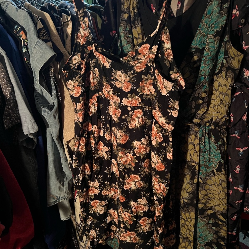Streetwear Society Black and Pink Floral Dress